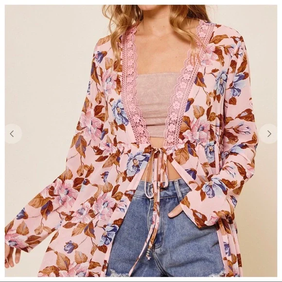 Kourtney Floral Maxi Length Kimono Duster Dress - Picture 2 of 2